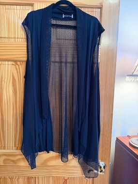 Lightweight Black Mesh Draped Vest